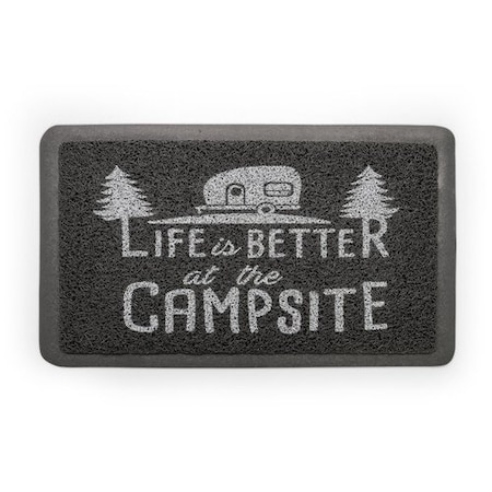 Camco CAMCO LIFE IS BETTER AT THE CAMPSITE SCRUB RUG, GREY/WHITE, 26 1/2 in X 15 in 53200